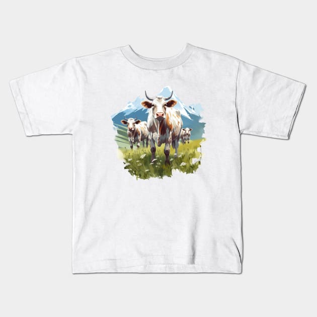 Farm Cow Art Kids T-Shirt by zooleisurelife